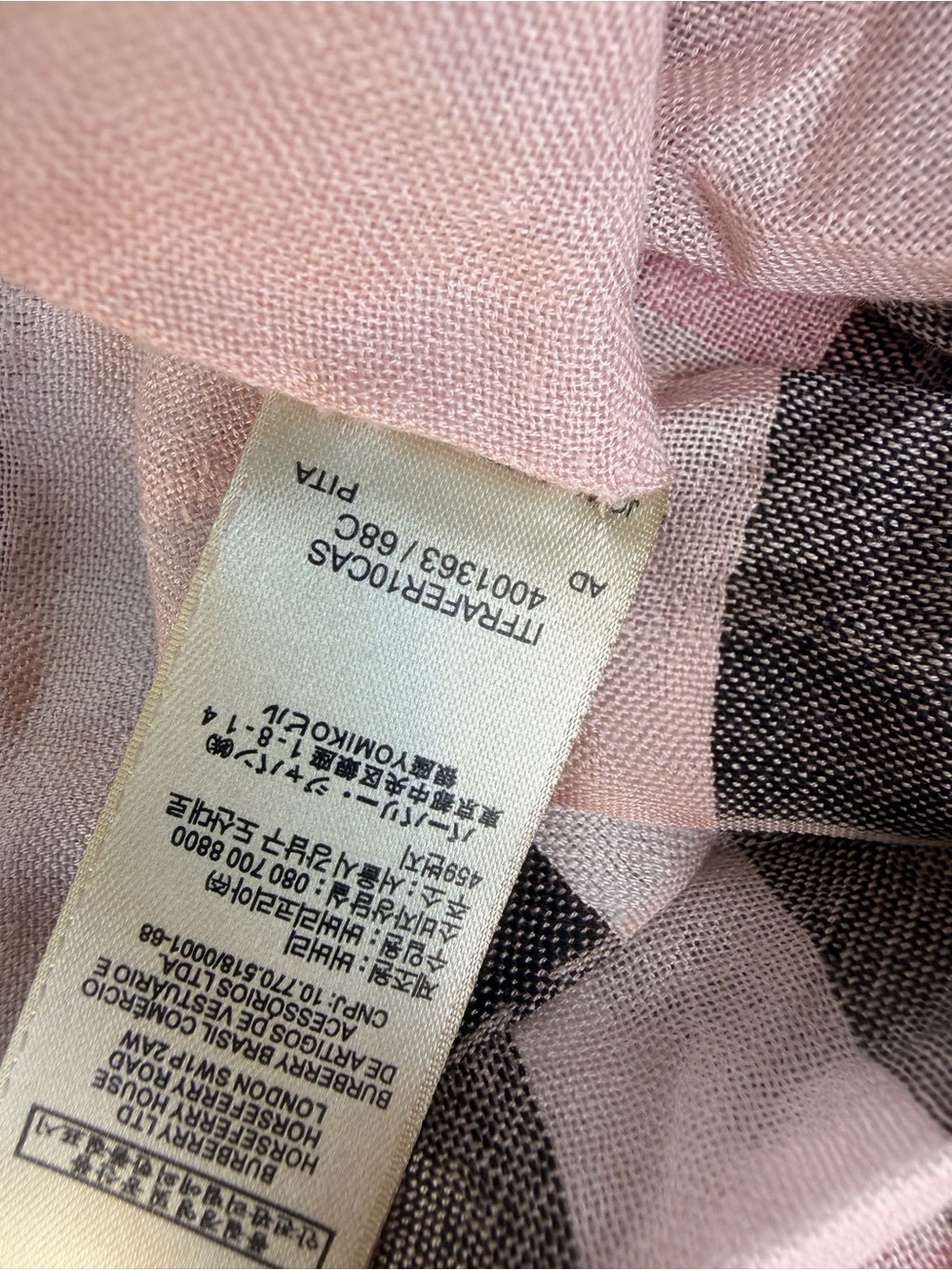 Burberry Pink and Black Check Lightweight Scarf 0283 - Picture 5 of 7